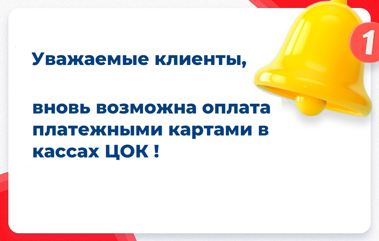Вновь возможна оплата платежными картами